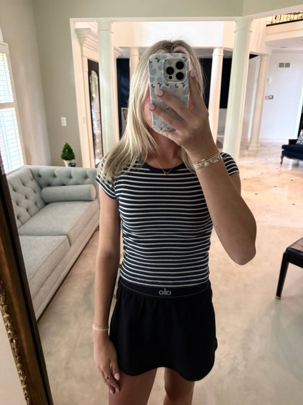 brandy navy and cream stripe tee